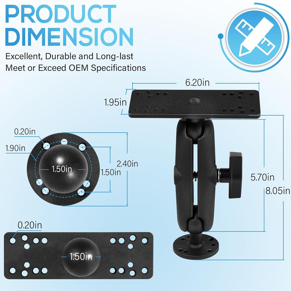 Aluminum Fish Finder Mount wit - Fish Finder Mount recension och pris