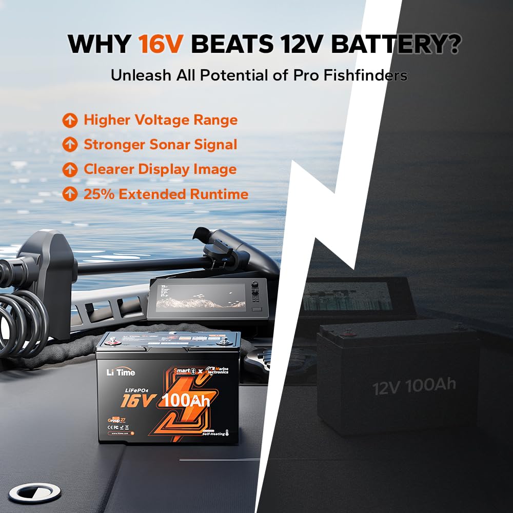 16V 100Ah Group 27 LiFePO4 Bat - Fish Finder Charger recension och pris