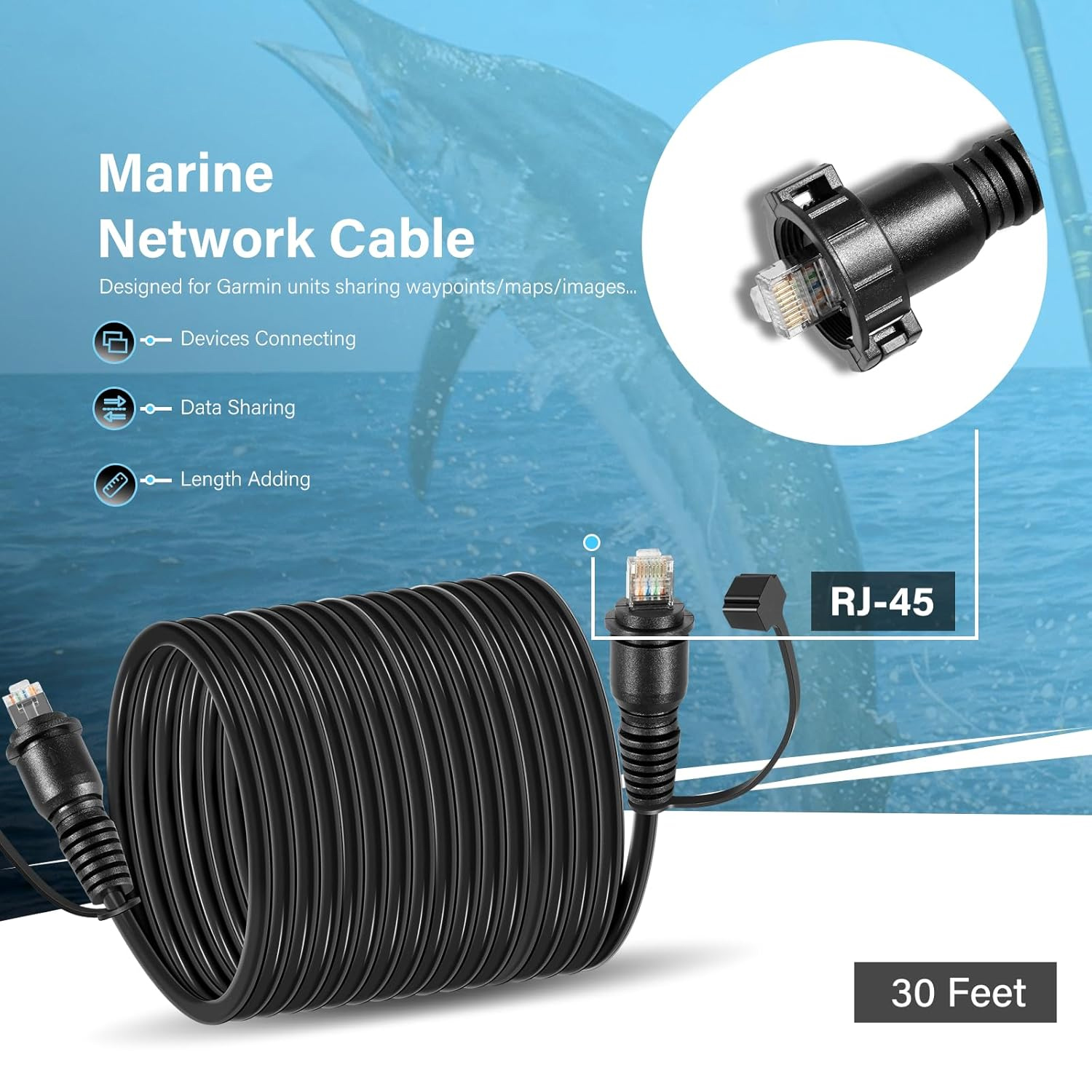 30 Foot Marine Network Cable f - Fish Finder Cable recension och pris